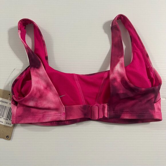 Nike Swim Pink Tie Dye Bikini Top Scoop Neck Brand New With Tags Adjustable XS - Picture 3 of 9